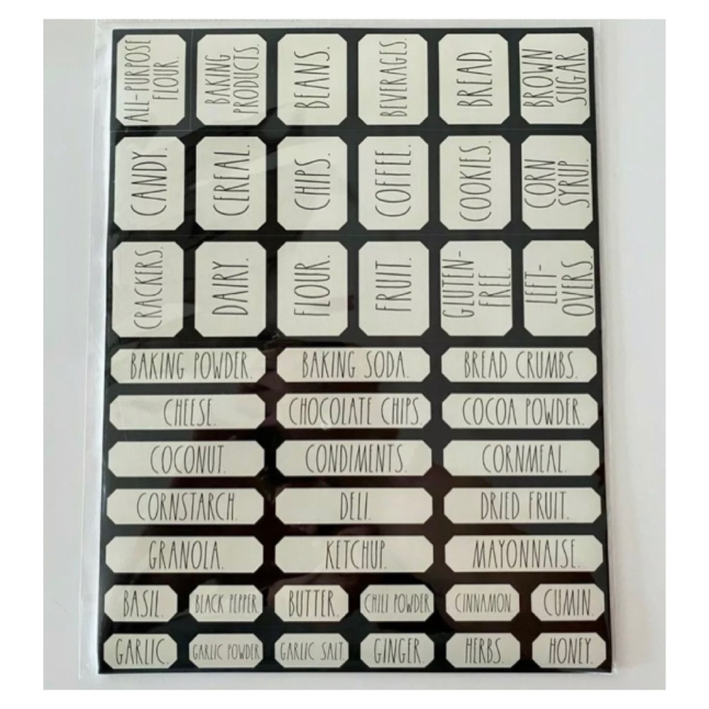 NEW Rae Dunn Organizing Labels Ivory With Black Letters 180 Kitchen